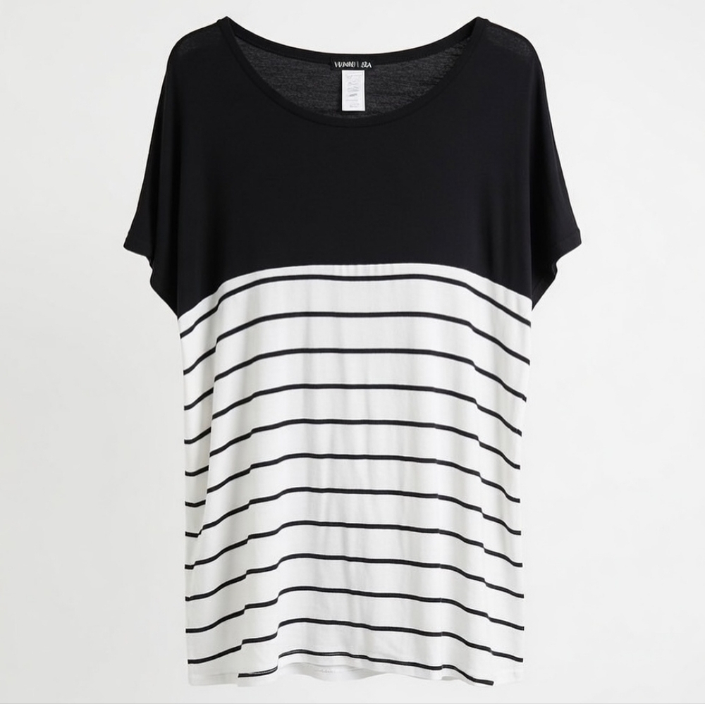 HEIMISH USA Black and White Striped Tee